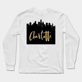 CHARLOTTE NORTH CAROLINA DESIGNER SILHOUETTE SKYLINE ART Long Sleeve T-Shirt